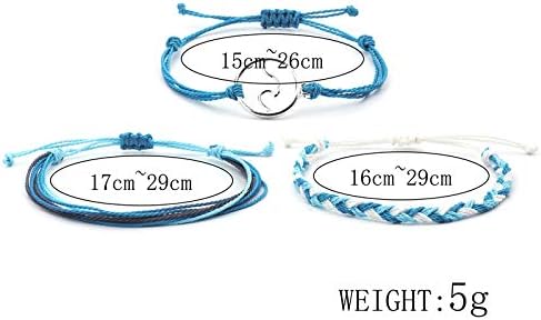 String Wave Bracelets for Women Handmade Colorful Waterproof Adjustable Braided Beach Bracelet Set for Women