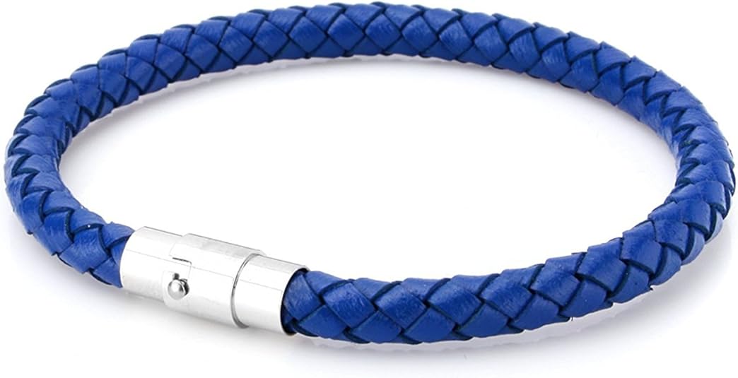 Braided Leather Bracelets for Mens Women Woven Wrap Bracelet Magnetic Lock Clasp Genuine Leather Bracelet Wristband Vintage Cuff Bracelet Leather Jewelry Friendship Couple Bracelet