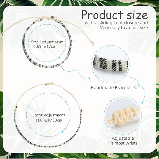 Beach Bracelet Set for Men and Women, Surfer Men Bracelet, Braided Boho Summer Bracelets Adjustable Men's Bracelet Handmade Women Girls Bracelet String Rope Ankle Bracelets Gifts Birthday Gift