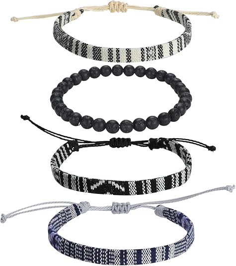 Beach Bracelet Set for Men and Women, Surfer Men Bracelet, Braided Boho Summer Bracelets Adjustable Men's Bracelet Handmade Women Girls Bracelet String Rope Ankle Bracelets Gifts Birthday Gift