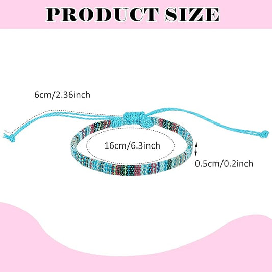 12 Pcs Boho Bracelets Woven Bracelet Set Braided Bracelets Adjustable String Bracelets Thread Bracelets Ankle Bracelets Friendship Bracelet for Women Men Teens