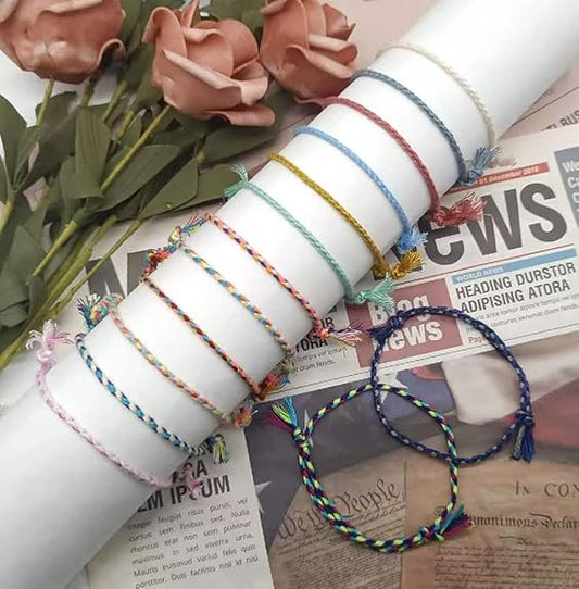 30Pcs Woven Wrap Friendship Bracelets for Women Men Adjustable Colorful String Wrist Cord Handmade Friendship Braided Ankle Bracelets Party Favors