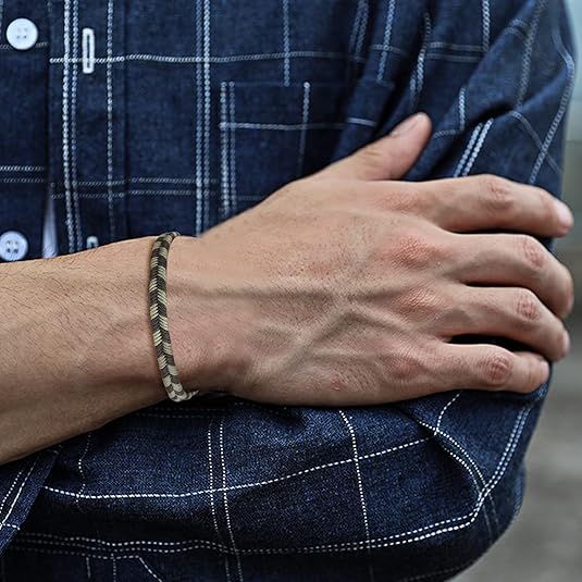 Braided Rope Bracelet for Men, Plaid Pattern Hand Braided Adjustable Nylon Bracelet, Birthday Friendship Gift for Men.