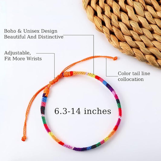 24 Pcs Boho Surfer Bracelet Anklet Adjustable Beaded Anklets Handmade Braided Bracelet Colorful Anklet Summer String Rope Ankle Bracelets Waterproof Surfer Beach Bracelet Boho Jewelry for Women Men