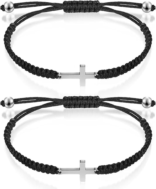 Cross Friendship Bracelet Adjustable Braided Rope Cross Bracelets Matching Couple String Lucky Strand Wristband for Women Men Boy Girls Easter Baptism