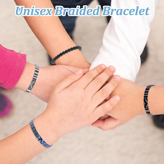 4pcs Beach Bracelet Set for Men Surfer Bracelet Braided Boho Summer Bracelets Adjustable Men’s Bracelet Women Handmade String Rope Jewelry Gifts Birthday Gift