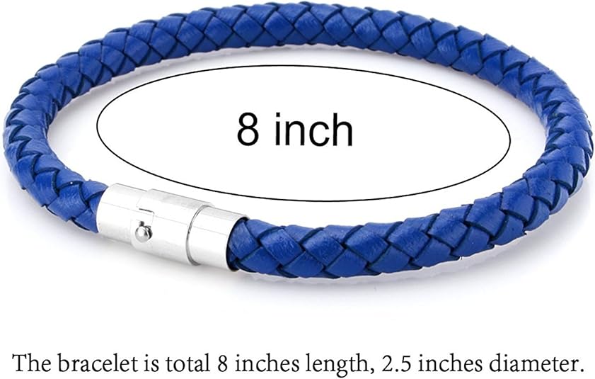 Braided Leather Bracelets for Mens Women Woven Wrap Bracelet Magnetic Lock Clasp Genuine Leather Bracelet Wristband Vintage Cuff Bracelet Leather Jewelry Friendship Couple Bracelet