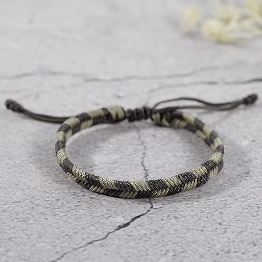 Braided Rope Bracelet for Men, Plaid Pattern Hand Braided Adjustable Nylon Bracelet, Birthday Friendship Gift for Men.