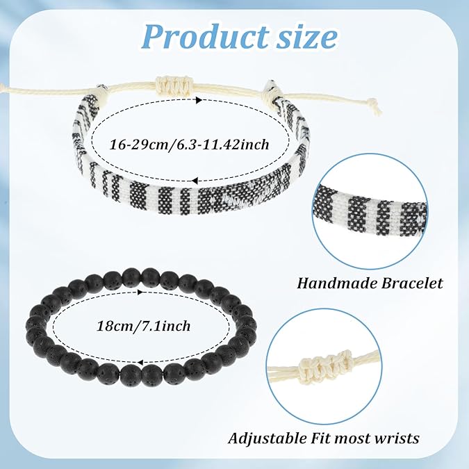 4pcs Beach Bracelet Set for Men Surfer Bracelet Braided Boho Summer Bracelets Adjustable Men’s Bracelet Women Handmade String Rope Jewelry Gifts Birthday Gift