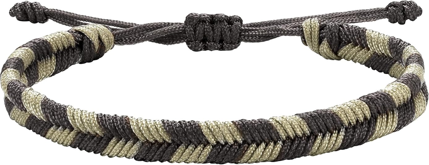 Braided Rope Bracelet for Men, Plaid Pattern Hand Braided Adjustable Nylon Bracelet, Birthday Friendship Gift for Men.