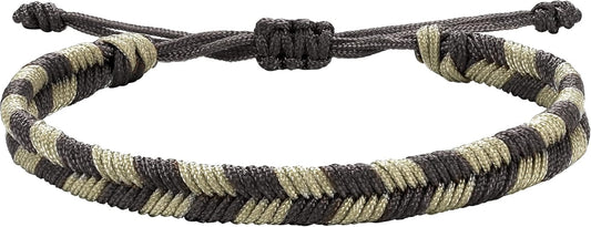 Braided Rope Bracelet for Men, Plaid Pattern Hand Braided Adjustable Nylon Bracelet, Birthday Friendship Gift for Men.