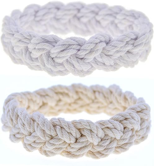 Sailor Knot Rope Bracelets - Natural and White Nautical Set for Men and Women - Cotton Fisherman's Jewelry