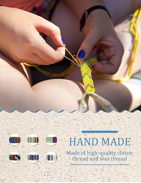 24 Pieces Waterproof String Bracelets for Women Surfer Wave Boho Bracelet Adjustable Handmade Friendship Bracelet String Ocean Beach Boho Bracelets Anklets for Women