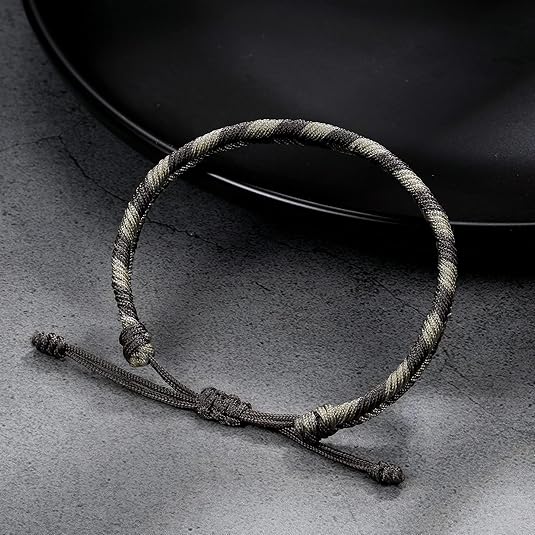 Braided Rope Bracelet for Men, Plaid Pattern Hand Braided Adjustable Nylon Bracelet, Birthday Friendship Gift for Men.